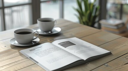 A mockup of a business report or brochure with a realistic layout and design