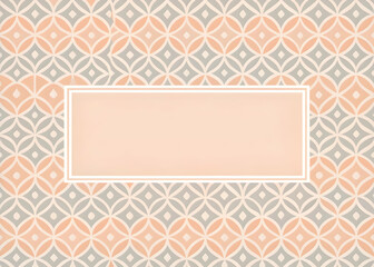 Obraz premium Geometric Pastels: A muted geometric pattern in peach and grey, framing a rectangular space for your message. 