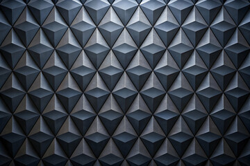Geometric Abstract: A mesmerizing pattern of interlocking black and silver triangles, creating a captivating abstract background.  The texture and depth of the design evoke a sense of sophistication a