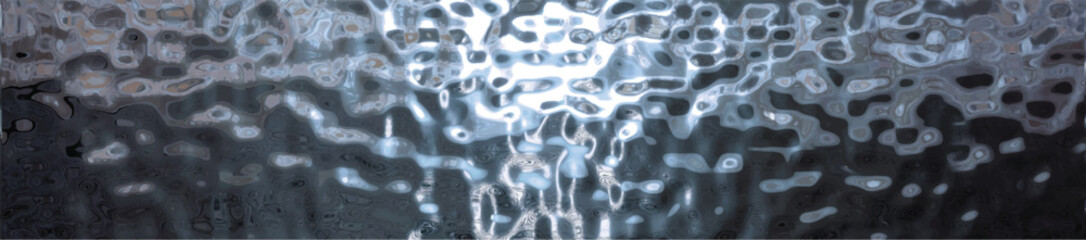 Blue matte surface.  Water rippled surface. Wet plastic glass.  Panoramic vector illustration