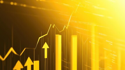 Fototapeta premium Abstract financial chart with rising trend and golden glow.