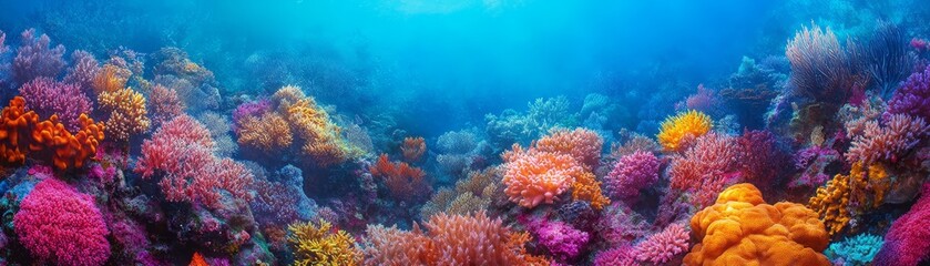 Naklejka premium Underwater Coral Reef with Vibrant Colors and Textures