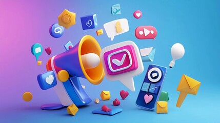 Digital marketing concept. Social networks and media communication. Good SEO, SEM and promotion