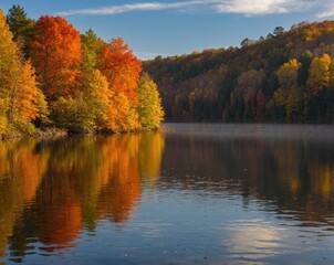 Obraz premium autumn trees reflected in water