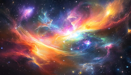 Fototapeta premium A vibrant, colorful galaxy with swirling stars and nebulae, evoking a sense of cosmic wonder.