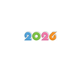 Creative 2026 Happy New Year Logo: Vibrant, Festive, Modern Text Design Celebrating the New Year in Style