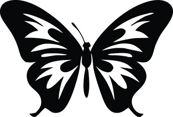 Butterfly silhouette. butterflies romantic tattoo, tropical insects stencil. Summer and spring exotic symbol isolated vector . Elegant wild flying moth 