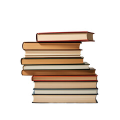 stack of colorful books transparent background 