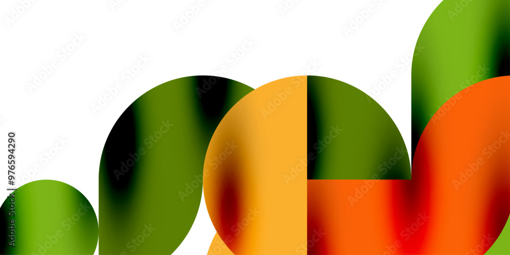 Poster tech minimal circular shapes geometric art. vector modern circles