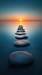 Obraz premium Endless Sea and Stone Path at Dawn