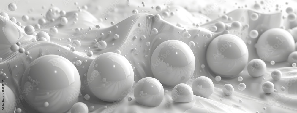 Poster abstract spheres geometric minimalistic soft shapes 3d background