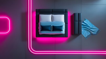 Modern industrial-style bedroom interior. bed with elegant bedding and bespoke furniture, English country house and holiday rental