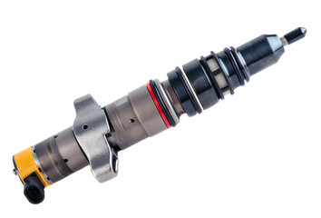 New fuel injector on white background close up