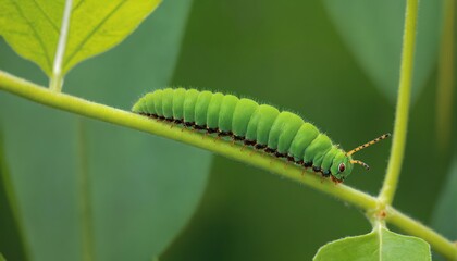 Fototapeta premium Green Leaf Roller Caterpillar