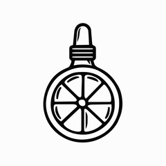 Obraz premium The illustration features a vintage wheel bottle design, highlighting its circular form and elegant shape, perfect for decorative purposes or branding