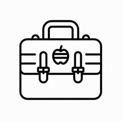 The illustration shows a briefcase with a simple design featuring an apple logo, evoking themes of technology and creativity in the workplace