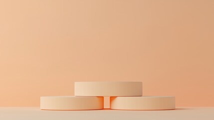 A minimalist composition featuring three circular objects against a soft peach background, perfect for modern design and branding.