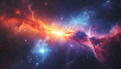 Fototapeta premium A vibrant, colorful galaxy with swirling stars and nebulae, evoking a sense of cosmic wonder.
