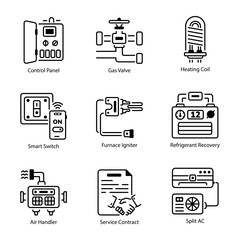 Pack of HVAC Outline Style Icons


