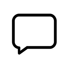 A clear black outline of a chat bubble, illustrating the concept of communication and dialogue, ideal for use in various digital designs