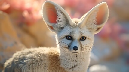 Obraz premium Fennec Fox Portrait with Large Ears and Golden Eyes