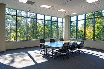 Fototapeta premium Bright office space with large windows and plenty of natural light 