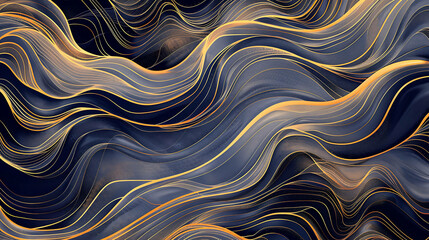 Fototapeta premium Abstract background with flowing golden and blue lines, creating a dynamic and elegant design.