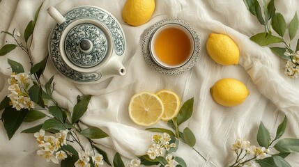 Tea Time with Lemons and Blossoms