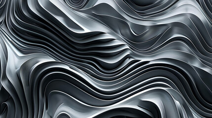 Obraz premium Abstract silver waves flow and curve in a contemporary, modern design.