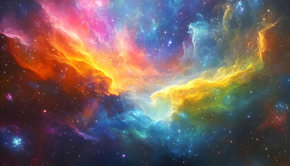 Fototapeta premium Galaxy Dreamscape: A vibrant, colorful galaxy with swirling stars and nebulae, evoking a sense of cosmic wonder.