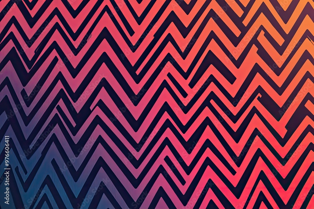Poster vibrant zigzag pattern in gradient hues of orange and purple, perfect for modern design projects and