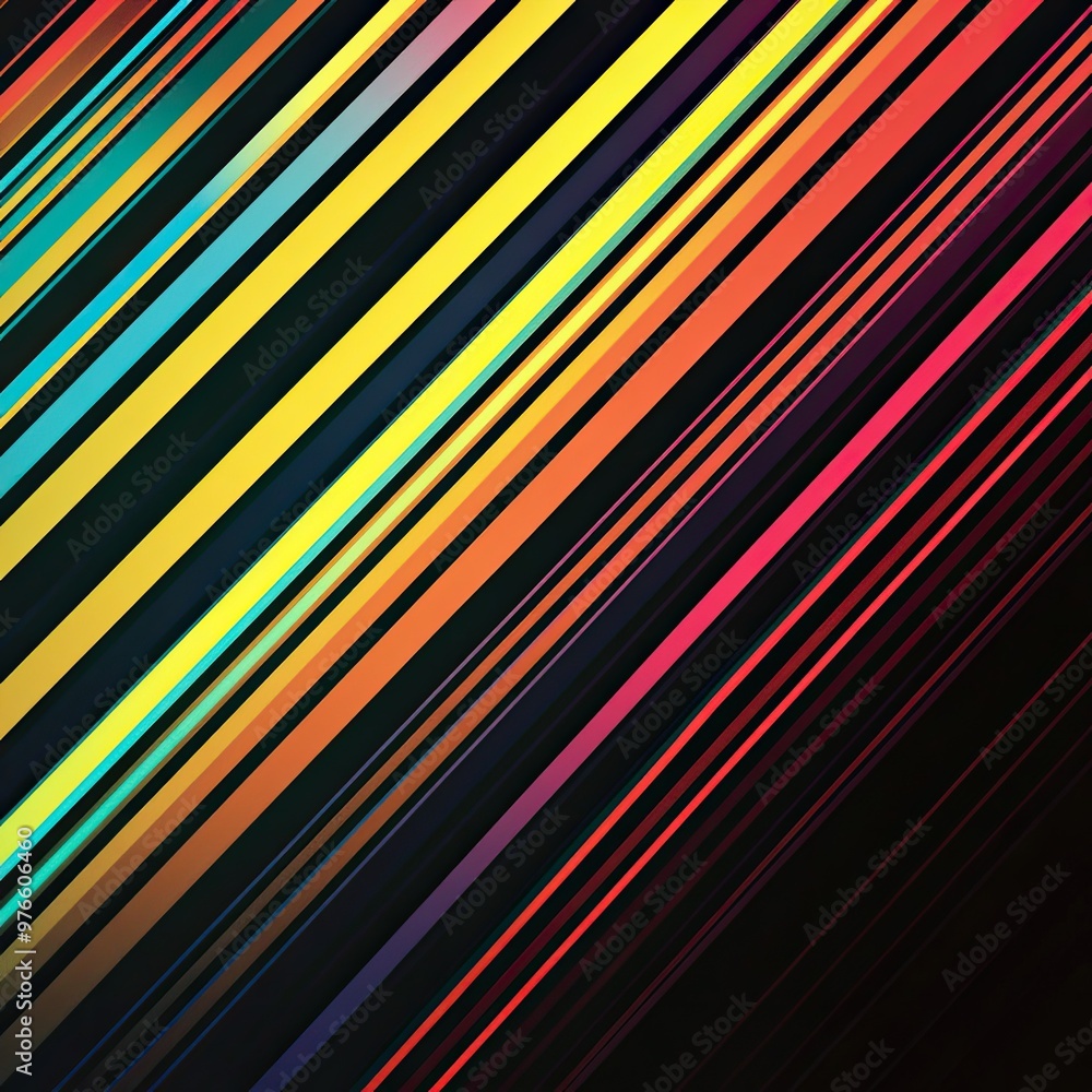 Poster vibrant abstract lines of various colors on a dark background, creating a dynamic and energetic comp