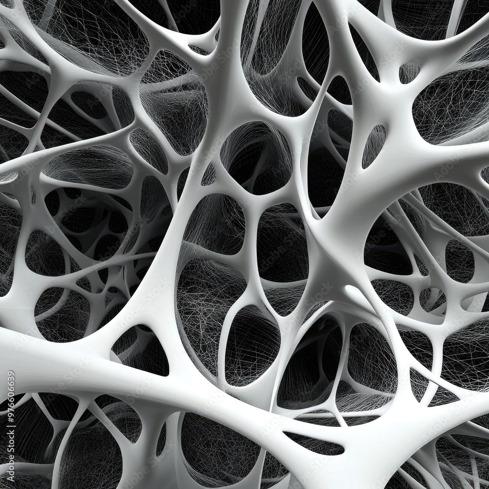 Poster abstract network structure featuring intricate white patterns, perfect for illustrating concepts of 