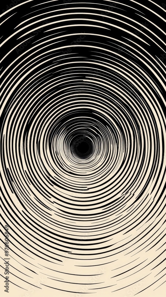 Poster a mesmerizing abstract design featuring circular patterns that converge towards a central point, cre