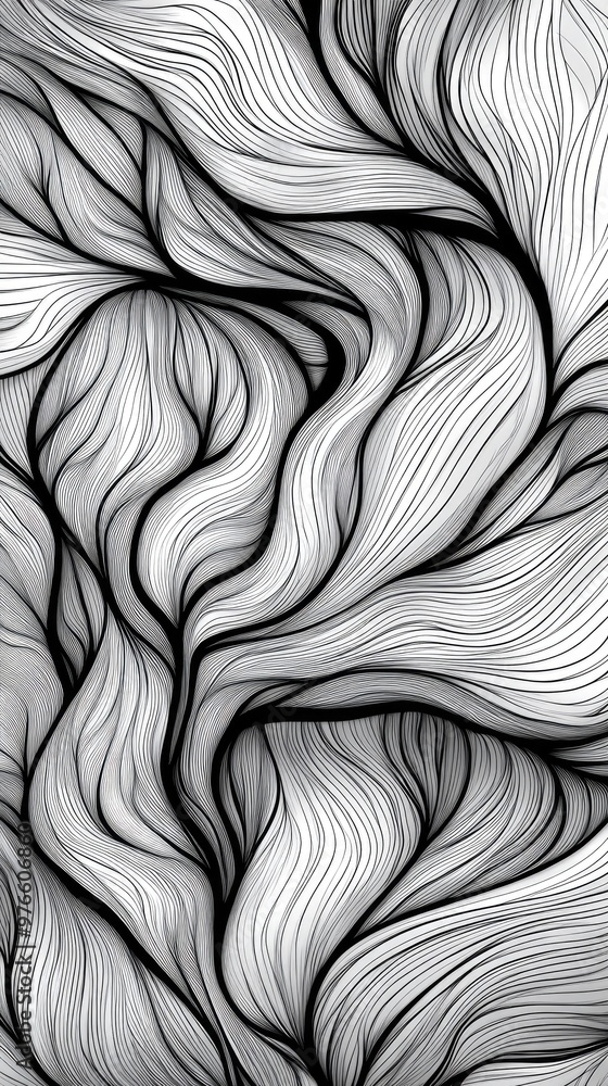 Poster a captivating monochrome abstract pattern featuring flowing lines and textures, perfect for backgrou