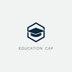 Fototapeta premium Logo illustration of a graduate degree cap, bachelor hat, gown cap, education, university. very suitable for use in degrees, logos, applications, websites, education and more
