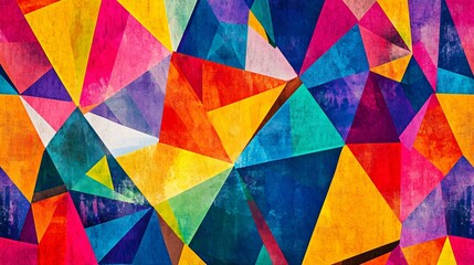 22. Colorful geometric pattern with sharp lines and detailed digital textures, forming a dynamic and contemporary piece of digital art
