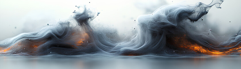 fire and smoke background with space