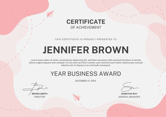 Cute certificate with paper plane theme, editable paper cut design template, editable text