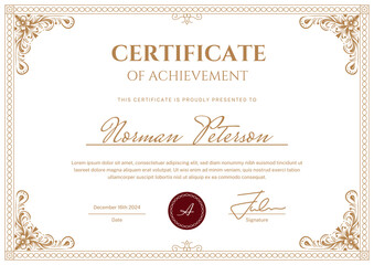 Elegant classy certificate with elegant text and decorative floral, editable text