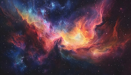 Fototapeta premium Galaxy Dreamscape: A vibrant, colorful galaxy with swirling stars and nebulae, evoking a sense of cosmic wonder.