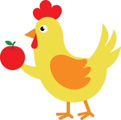 Chicken illustration take an apple vector art