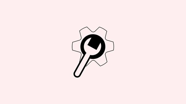 Neon Glowing Settings Gear and rance Icon animation.  4k animation 