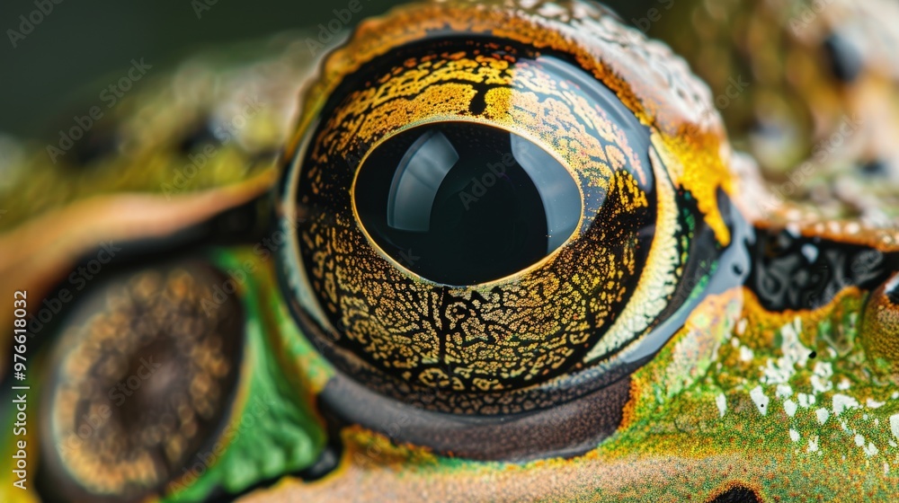 Poster close-up of a frog's eye with intricate patterns