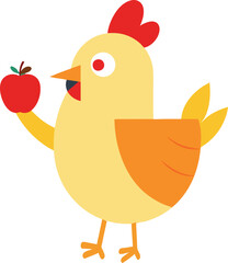 chicken with apple illustration art
