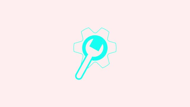 Neon Glowing Settings Gear and rance Icon animation.  4k animation 