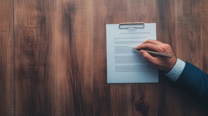 Hand Signing Contract at Negotiation Table, Finalizing Business Deal