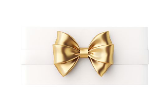 A minimalistic voucher with a golden bow at the top corner, adding a touch of luxury and elegance isolated on white background