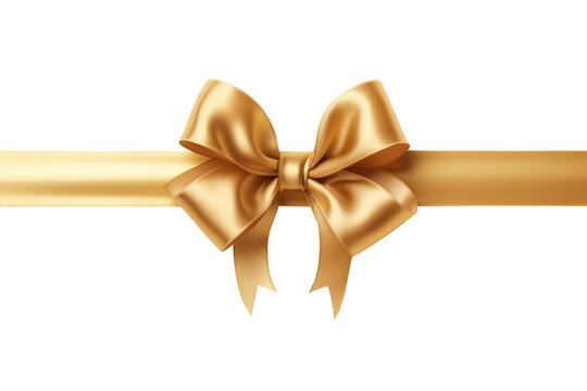 A minimalistic voucher with a golden bow at the top corner, adding a touch of luxury and elegance isolated on white background