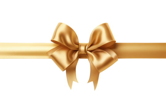 A minimalistic voucher with a golden bow at the top corner, adding a touch of luxury and elegance isolated on white background